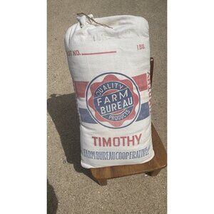 Vintage Burlap Farm Bureau Feed Bag Farm Long Pillow Farmhouse Sack Timothy Rare